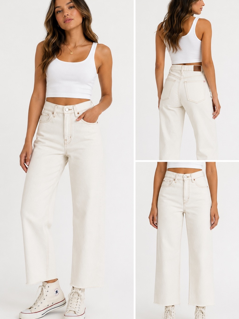 BDG Urban Outfitters Cowboy Jeans High Rise Cream Raw Hem Women’s Size 24